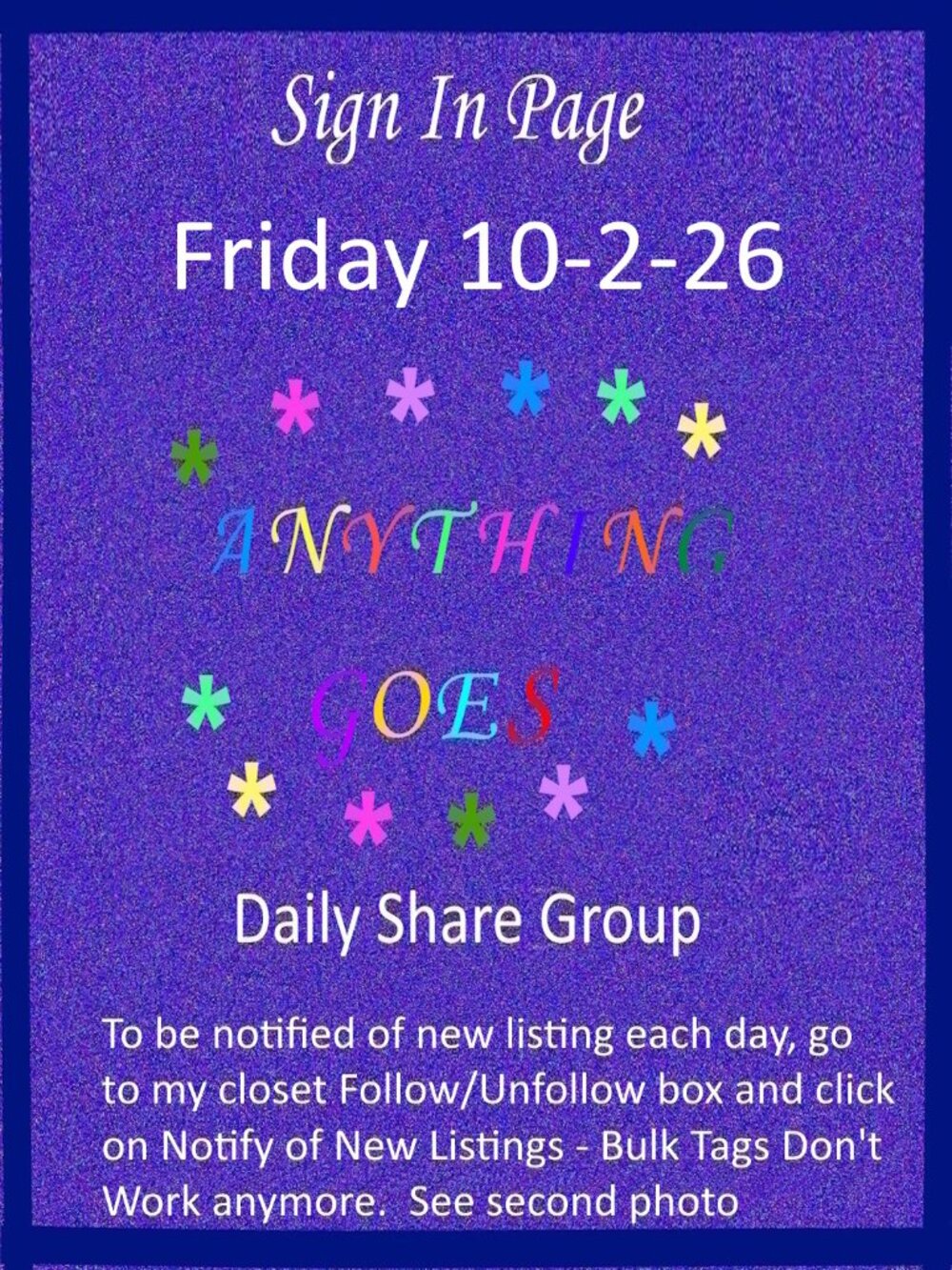 Friday 10-2-26 Anything Goes Share Group - Part One Sign In Page